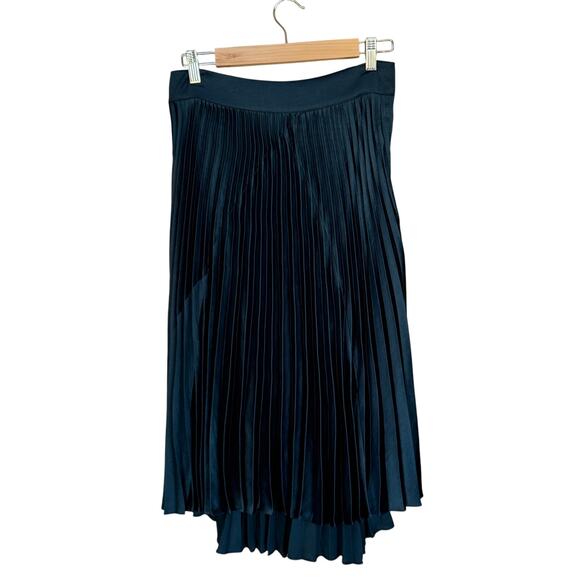 Vince x Revolve Mixed Media Micro Pleats Teal Zip Midi Skirt Sz 4 MSRP $345 - Picture 3 of 7